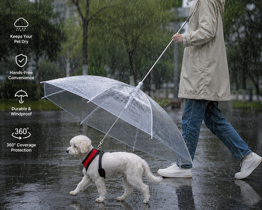 Pet Umbrella Leash – Rainproof Walk Cover for Dogs & Cats
